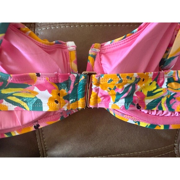 Anne Cole V-Wire Floral Bikini Top &  Convertible Bottom -Pink, Yellow, Green 2X - Picture 14 of 16